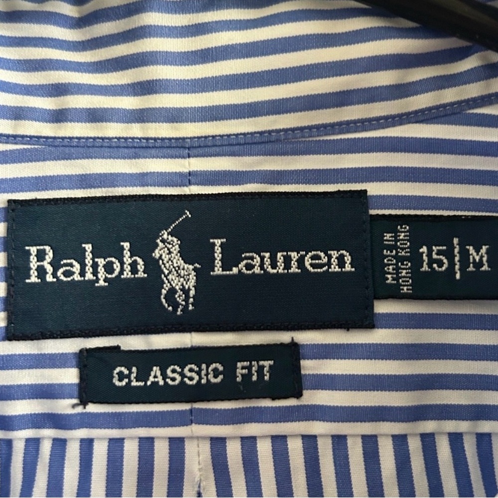 Ralph Lauren Blue and White Striped Button-Down Shirt